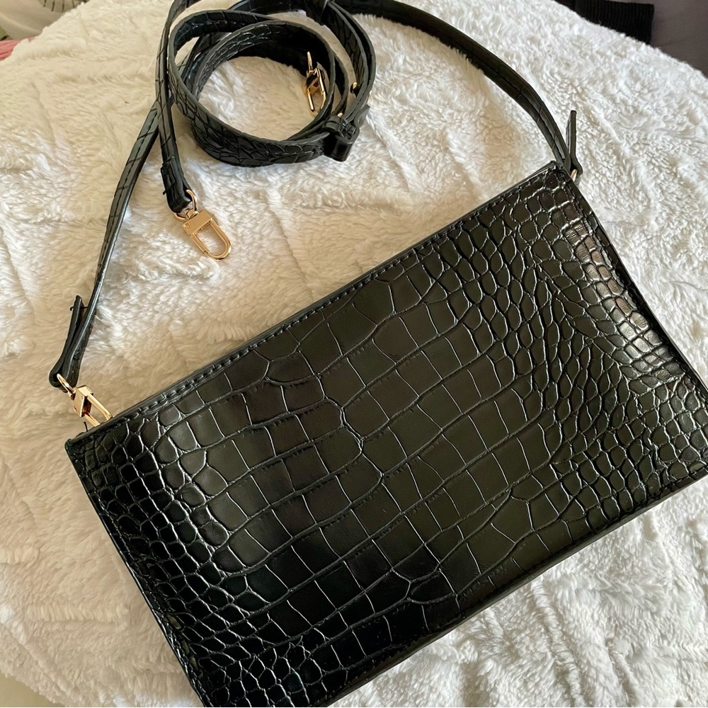 Faux Leather Crocodile Handbag